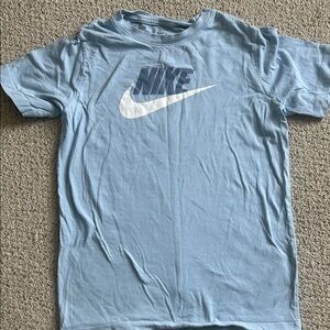 Nike Light Blue Tee with White Swoosh and Navy Logo
